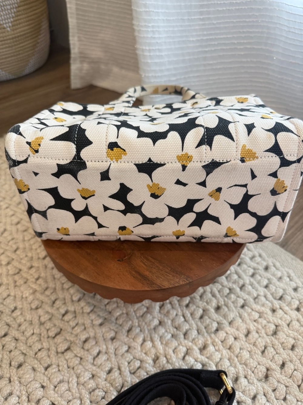 Coach Floral Cargo ToteBlack Floral Canvas Tote 26 with Gold Accents - Picture 14 of 16